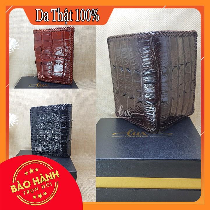 Ví Nam Da cá sấu LuxLeather LM2102 Đan Viền thủ công - Hai mặt - Kiểu đứng - Da lưng