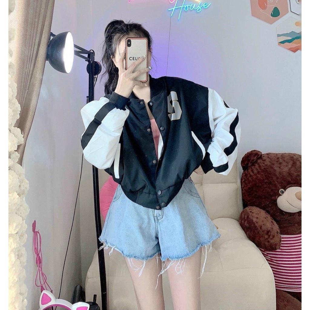 Áo Khoác Bomber Dù Kiểu Croptop Lửng 2 lớp Chữ S - Nút Bấm - tay Cánh Dơi Form Unisex HÀn Quốc Đẹp - Chống Nắng