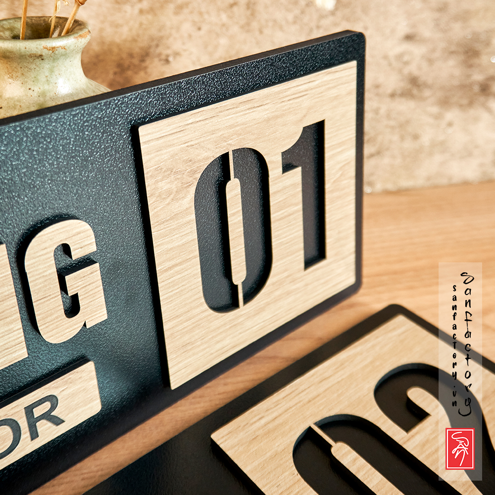 Bảng số tầng gỗ dán tường decor trang trí SAN-FL01