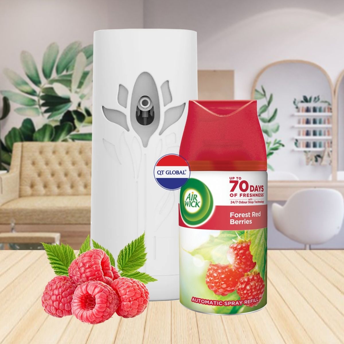 Bộ xịt thơm phòng tự động Air Wick Forest Red Berries 250ml QT0066 - quả mâm xôi rừng