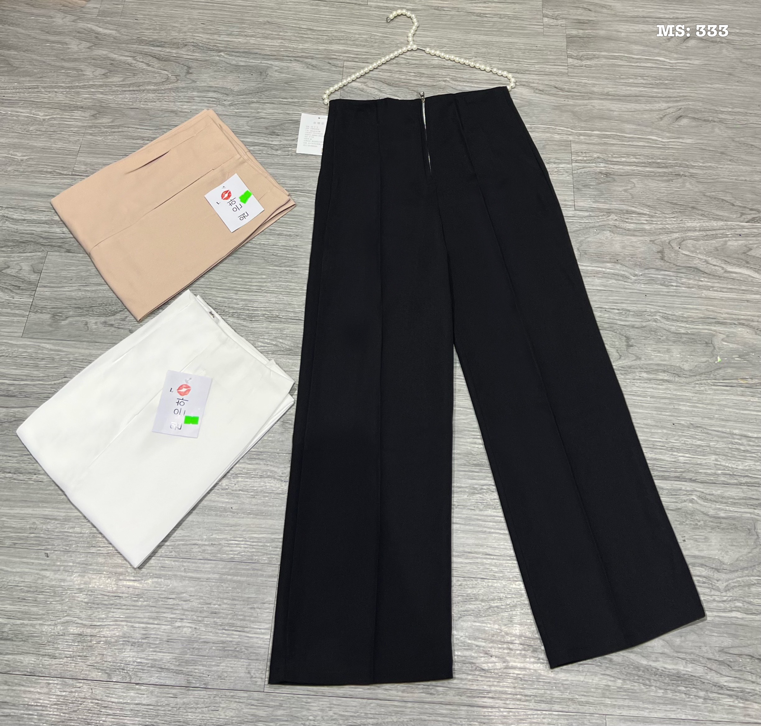 Quần ống rộng khóa kéo sắt Cun Fashion chất liệu tuyết mưa dài 98cm form quần chuẩn đẹp