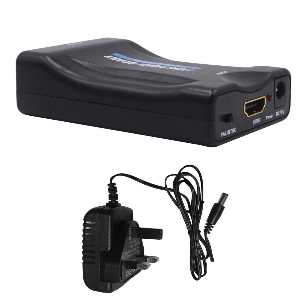 HDMI 1080p to Scart 60Hz HDMI Adapter Plug and Play Analog to Digital Converter Box Video Audio HDMI Scart Adapter Support PAL / NTSC for PS4 / PS3 / TV / DVD UK