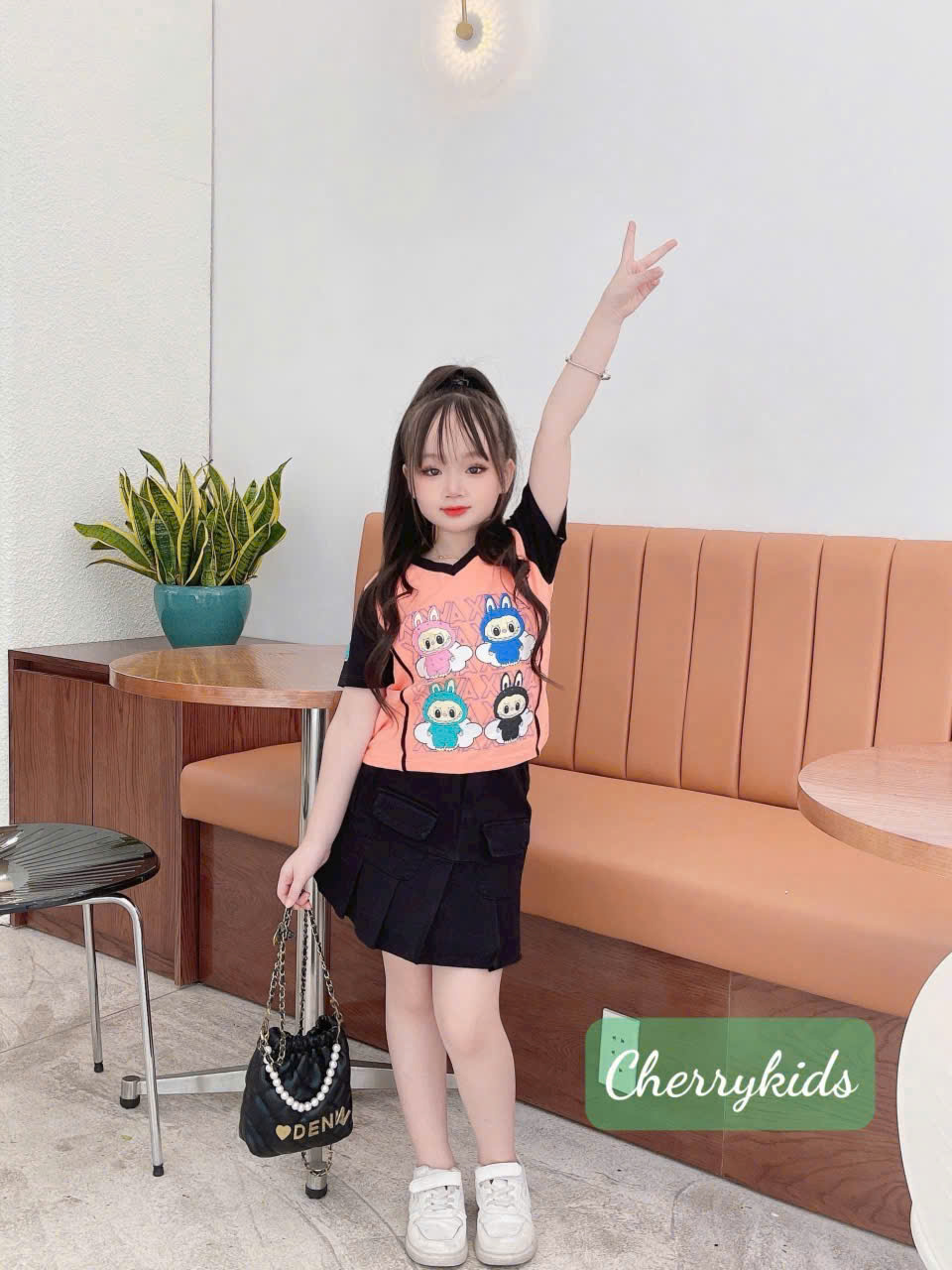 [XẢ HÀNG LẺ SIZE] Đồ bộ bé gái, Set váy cho bé gái Labubu từ 10-40kg chất cotton mềm mịn mát