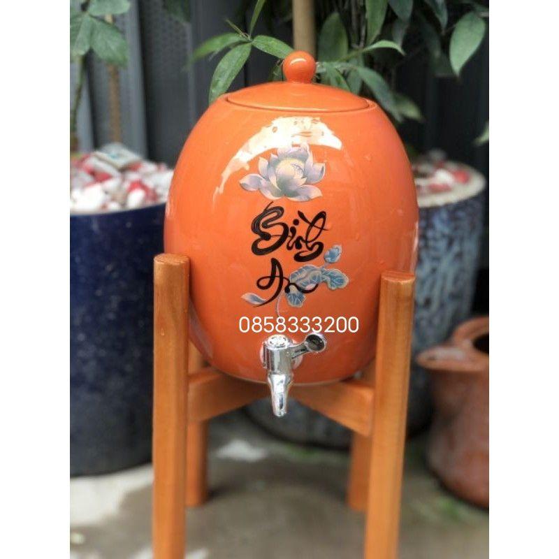 Bình nước 5 lít, vòi inox. Hàng sứ Bát Tràng