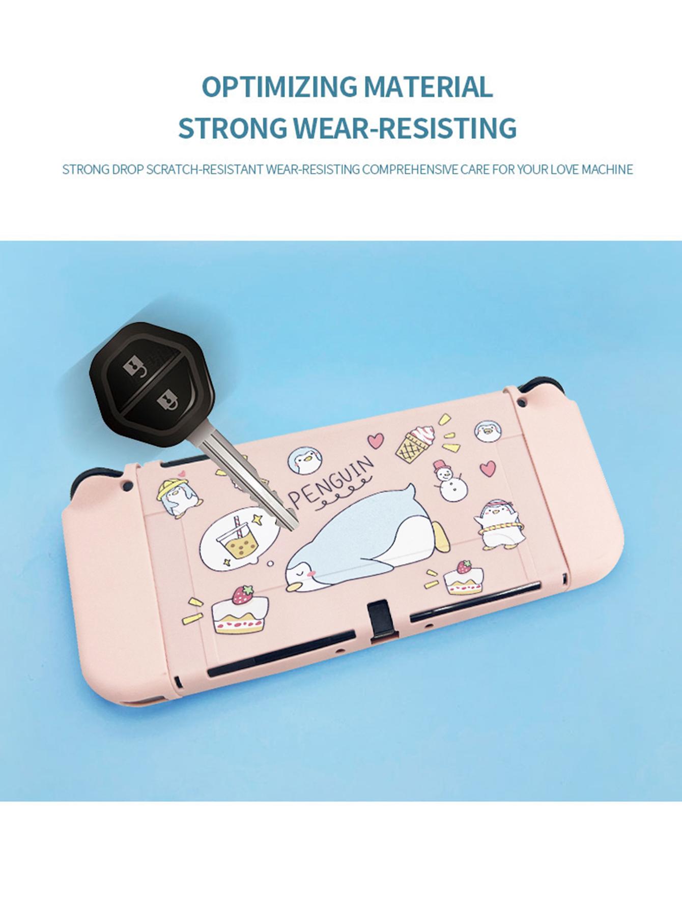 Thích hợp cho Nintendo Switch OLED Máy chủ bảo vệ Bảo vệ Chống Waterproof and Scratch Aolfant Penguin Coruction: Pink
