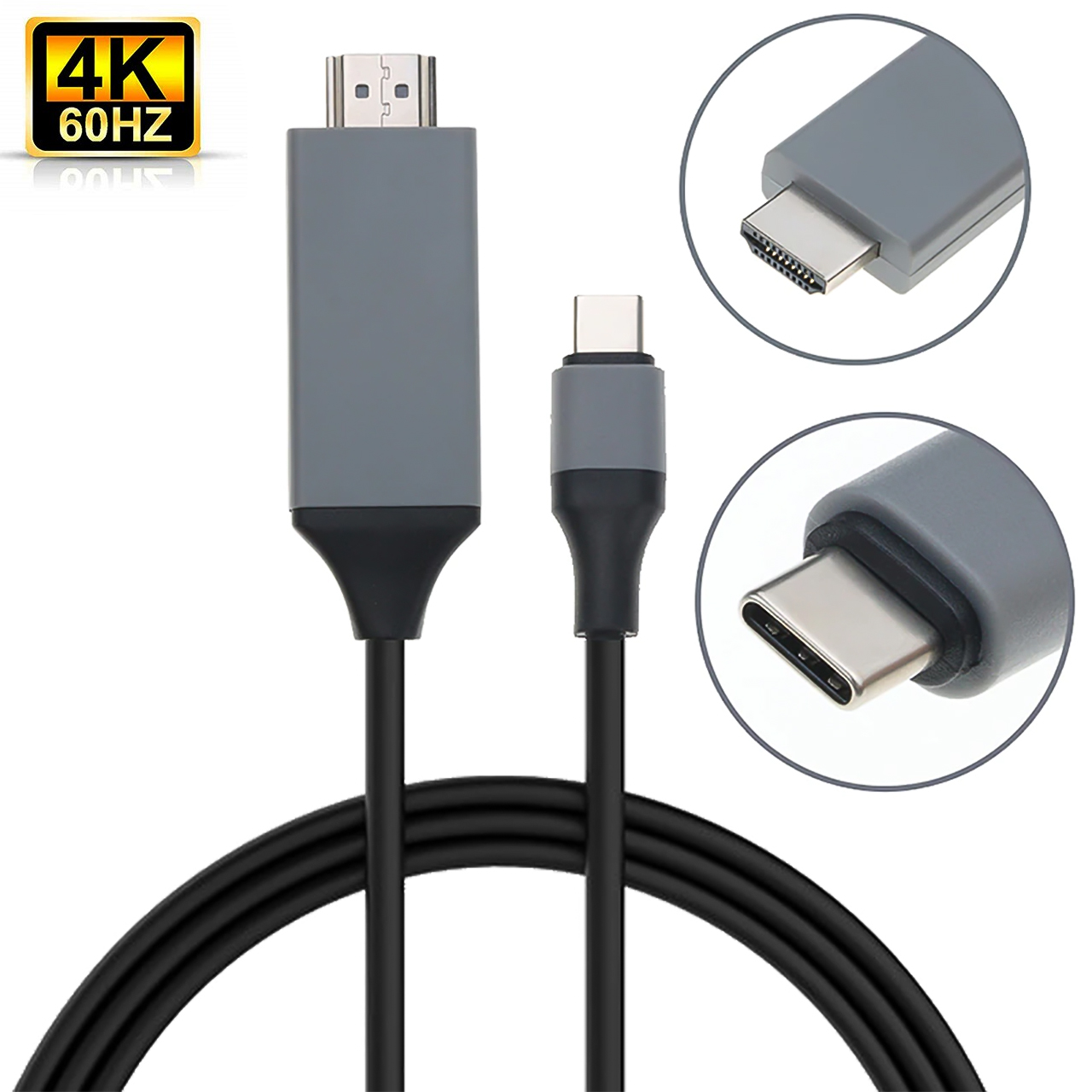 Dây Cáp Chuyển Đổi USB Type-C To HDMI 4K 60Hz Dài 1.8M - Thiết Kế Cắm Và Chạy, Chất Liệu Siêu Bền, Dùng Cho Macbook/Mac Mini/Ipad Pro/Ipad Air/Ipad Mini/Surface Laptop/Surface Pro/Surface Go/Surface Book/Laptop/Điện thoại – Hàng Chính Hãng