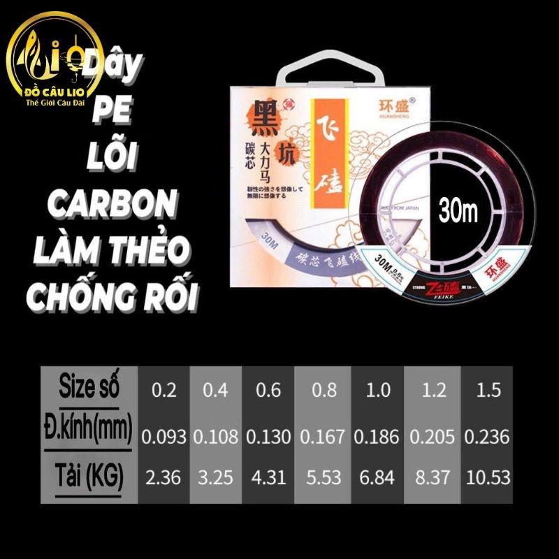 Thẻo câu đài Hoàn Sinh dài 30m, cước câu cá Nhật Bản dù PE DC-12  lõi carbon cao cấp chống rối tốt AnhNam-Fishing