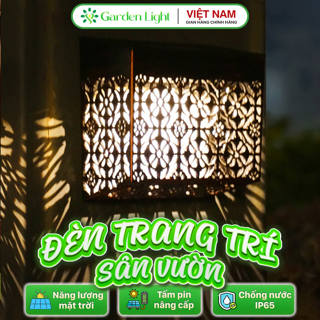 Đèn Trang Trí Năng Lượng Mặt Trời Gắn Tường, Lắp Đặt Dễ Dàng, Trang Trí Ban Công, Cổng Nhà - DA3029