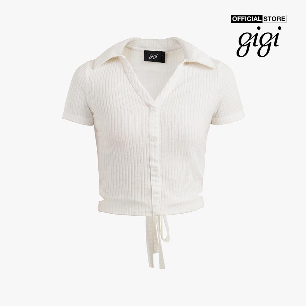 GIGI - Áo croptop nữ cổ bẻ phối dây cột hiện đại G1201T221250