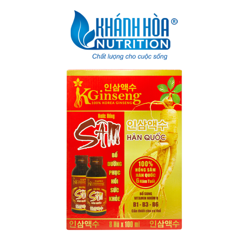 Nước Hồng Sâm 100% Hàn Quốc 6 năm tuổi KGinseng - Hộp 8 lọ x 100ml