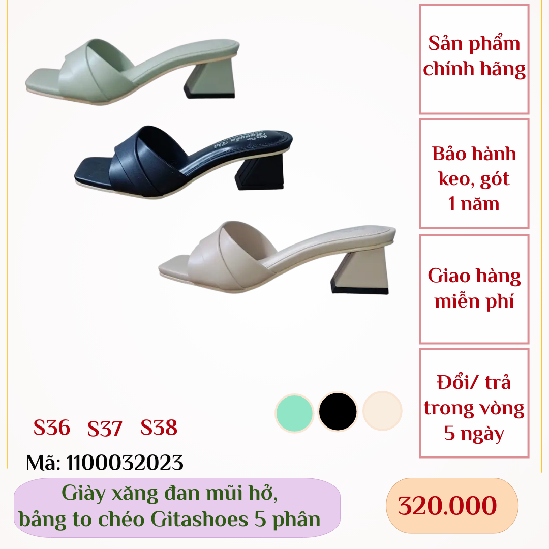 Giày Sandal gitashoes mũi hở, có chéo bảng to,cao 5 phân - 1100032023