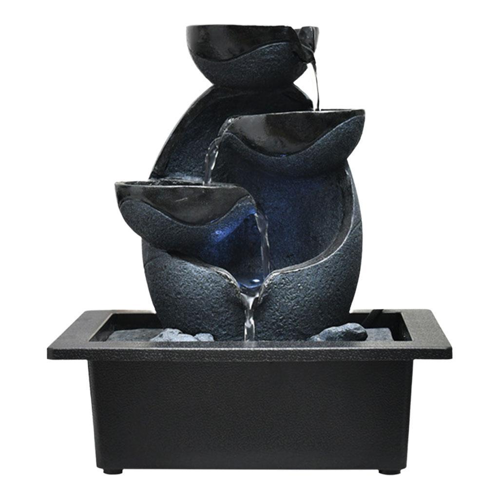 Tabletop Water Fountain Feng Shui Waterfall Landscape Home Table Ornaments