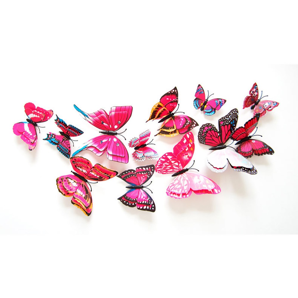 Bộ bướm 12 con 3D (bướm cánh hai tầng)- Giao mầu ngẫu nhiên