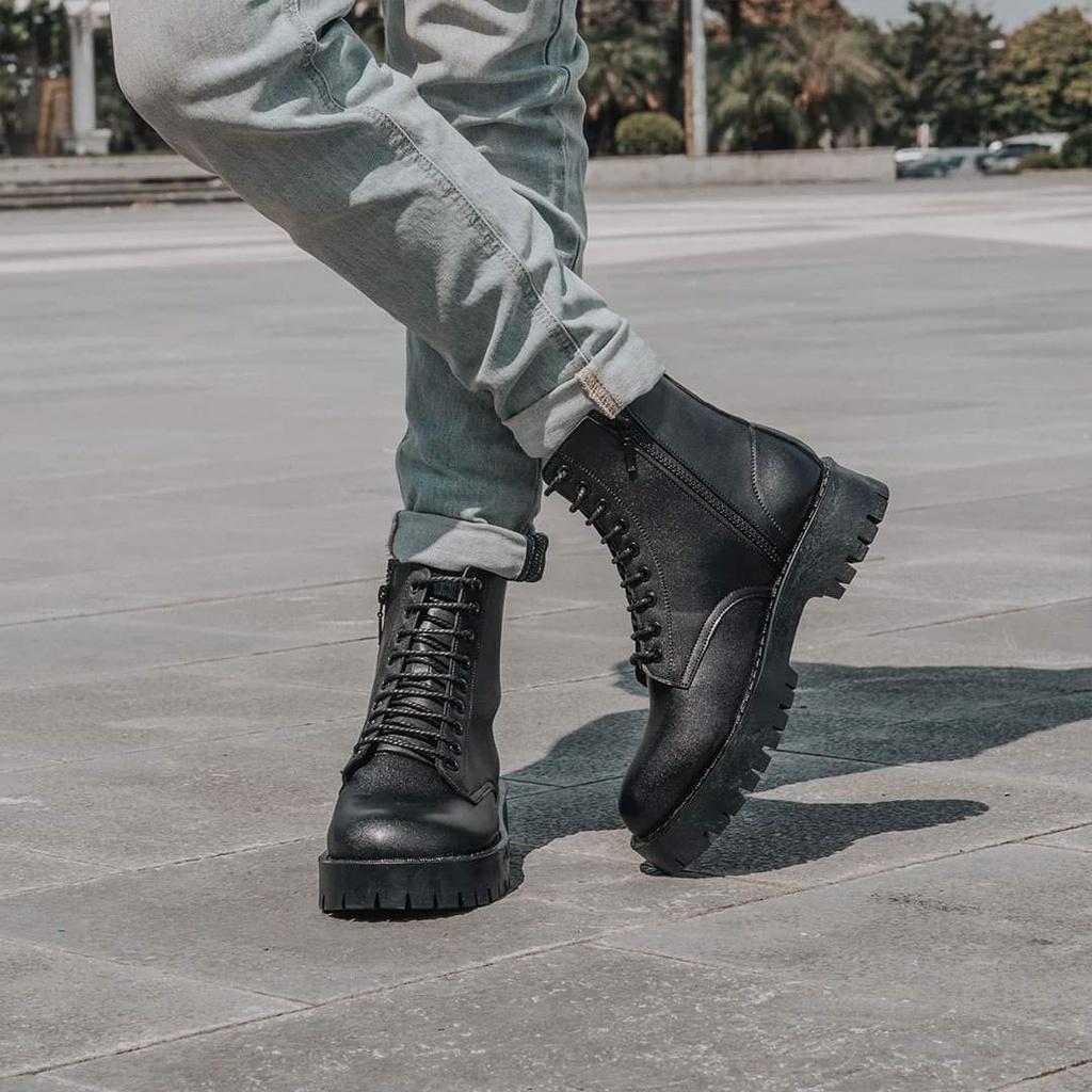 Giày Combat Boots Siêu Chiến Binh Đế Cao Su Đúc Cao 5cm Cực Chiến