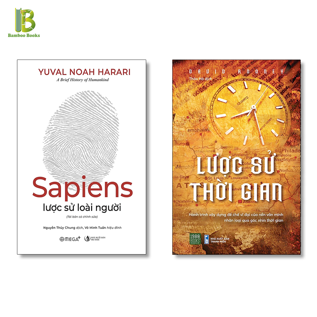 Combo 2 Tác Phẩm Lịch Sử: Sapiens - Lược Sử Loài Người + Lược Sử Thời Gian - Tặng Kèm Bookmark Bamboo Books