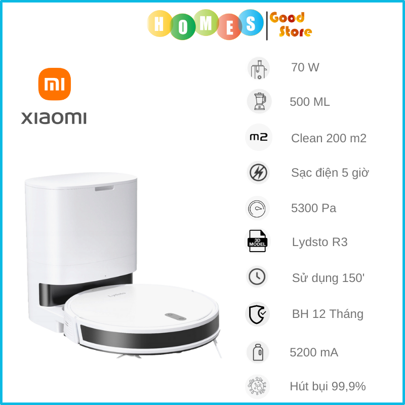 Robot Hút Bụi Lau Nhà Xiaomi X20 Pro Giặt Giẻ Đổ Rác Tự Động Lực Hút 7.000 Pa - Bản Quốc Tế