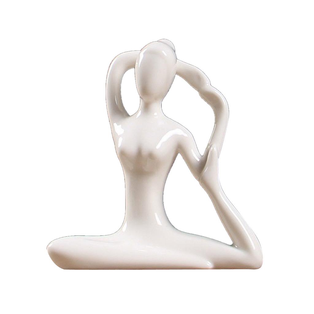 3x Ceramic Yoga Figure Ornament Statue Sculpture Garden Home Decor