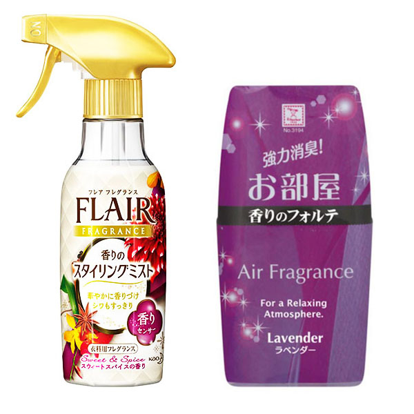 Combo xịt thơm và làm phẳng quần áo hương thảo mộc KAO + hộp thơm phòng hương lavender nội địa Nhật Bản