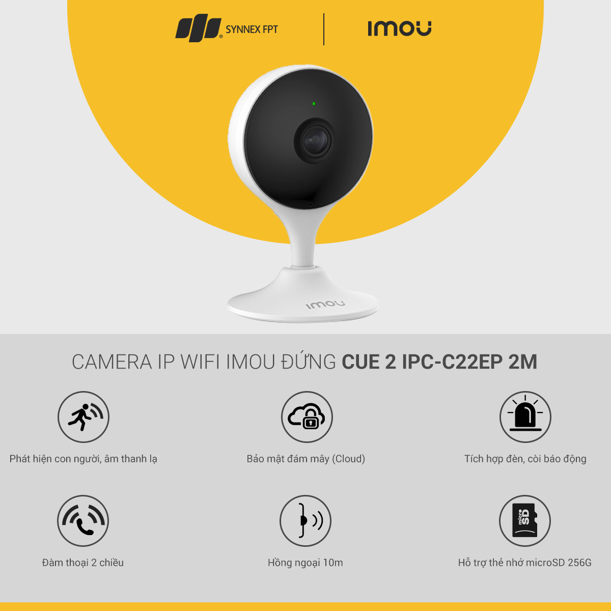 Camera IP WIFI Imou đứng Cue 2 IPC-C22EP 2M, 2Y WTY_IPC-C22EP - Hàng chính hãng