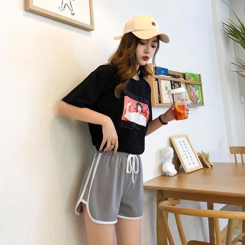 Quần Short Viền Đùi T205 Shorts thể thao dáng ngắn năng động trẻ trung màu đen Ulzzang HOT