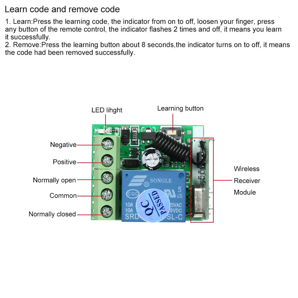 Universal Wireless Remote Control Switch DC 12V 1CH Relay Receiver Module and RF Transmitter Electronic Lock Control