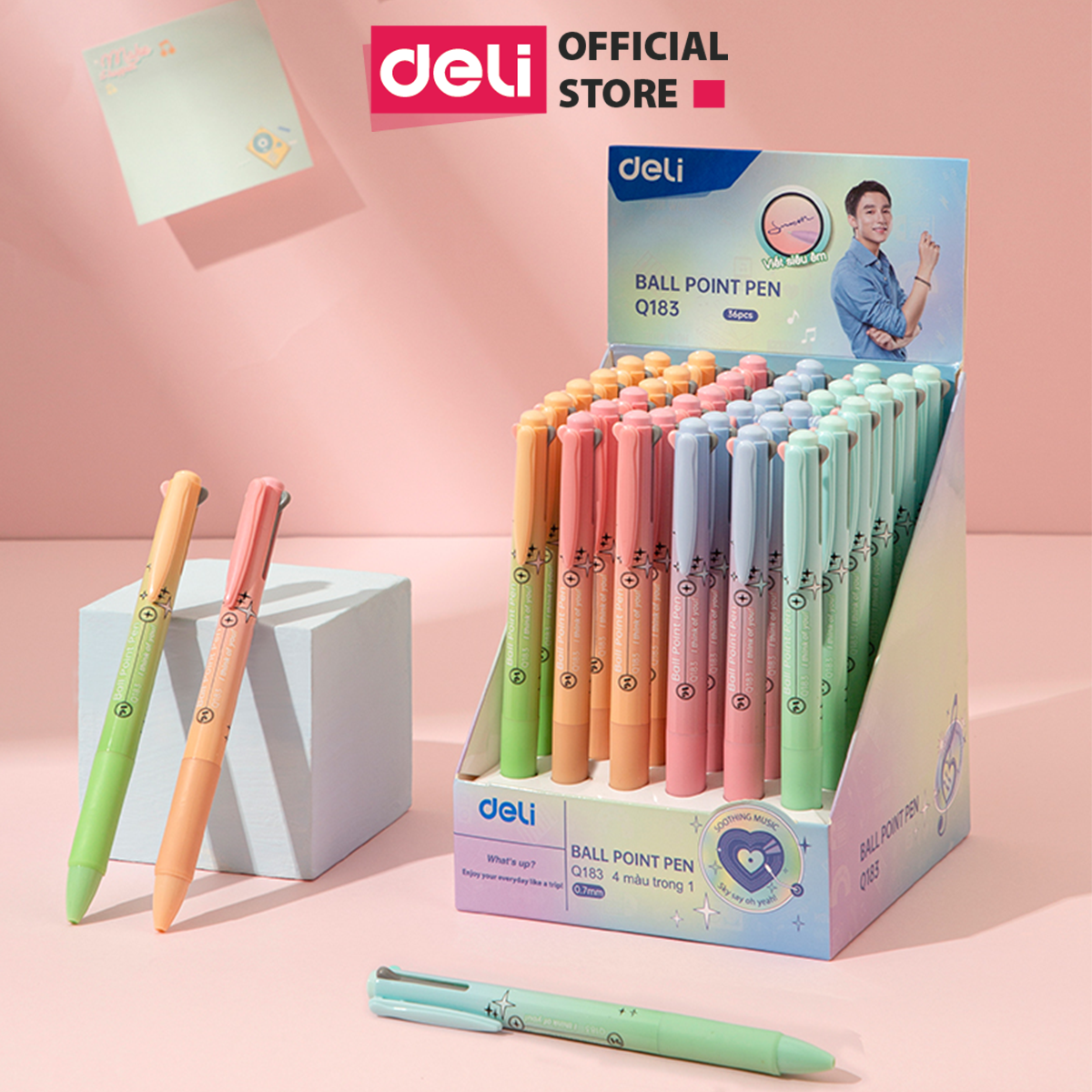 Bút Bi Bấm 4 Ngòi 4 Màu Mực Văn Phòng BST Limited Deli - Giá Rẻ Viết Nét Đều Trơn Tru Phù Hợp Cho Học Sinh - CQ183