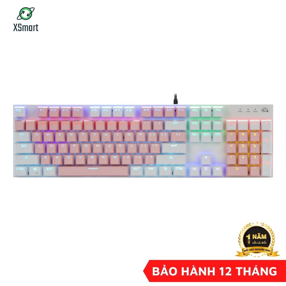 Bàn Phím Cơ Gaming Cao Cấp XSmart K1 Có 20 Chế Độ Nháy LED RGB Cực Đẹp, 104 Phím Full Size Sử Dụng Trục Cơ Red Switch Gõ Siêu Êm Bản Nâng Cấp Mới Nhất Tương Thích Với Các Dòng Máy Tính, Laptop, PC - Hàng Chính Hãng