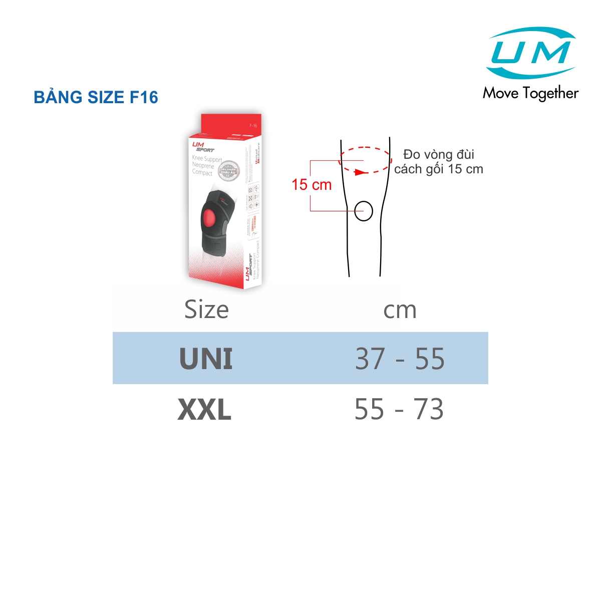 Bó gối đai dán có nẹp neoprene -compact United Medicare F16