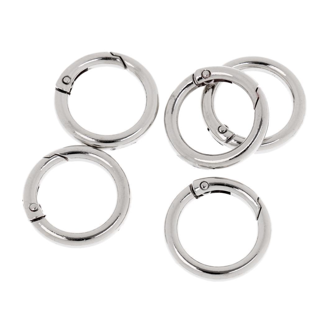 10 pcs Zinc Alloy Round Carabiner Spring Snap Clips Hook Keychain Keyring Buckle Key Chain Rings O Ring Metal Secure Holder