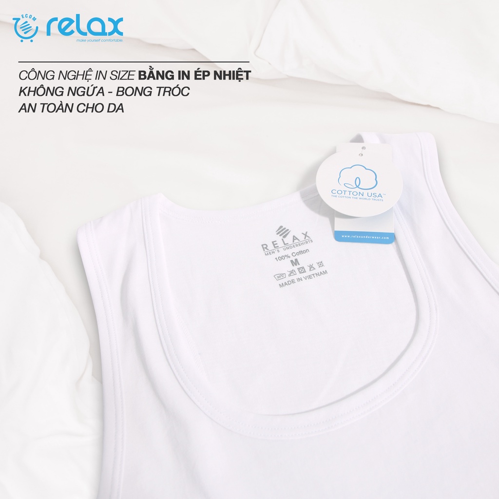 áo ba lỗ nam trắng cotton cao cấp chính hãng relax, áo lót nam trằng RA01