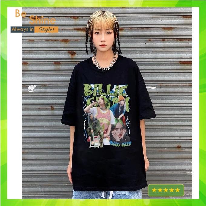 Áo thun Billie Eilish form rộng tay lỡ, áo phông unisex cotton in hoạt tiết