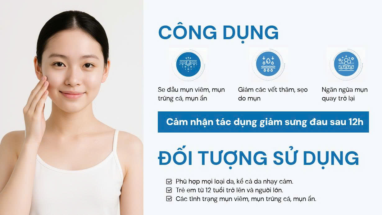 Gel chấm mụn giảm mụn giảm thâm mụn làm khô cồi mụn nhanh 12H Oribe Spot Clear Derma Calm 12H