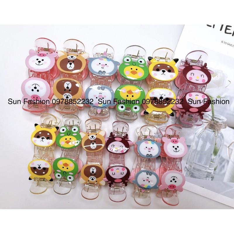 Kẹp tóc càng cua trong suốt 3 răng, 5 răng hình thú, con vật, hoạt hình, trái cây, 12 con giáp màu sắc đáng yêu