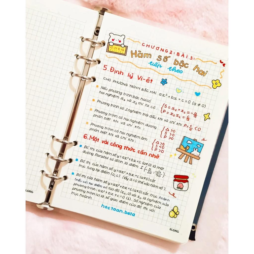 Sổ takenote toán 10, sổ tay ghi chép toán 10, sổ lò xo bìa trong Beta, sổ còng đóng Binder làm sổ planner bullet journal