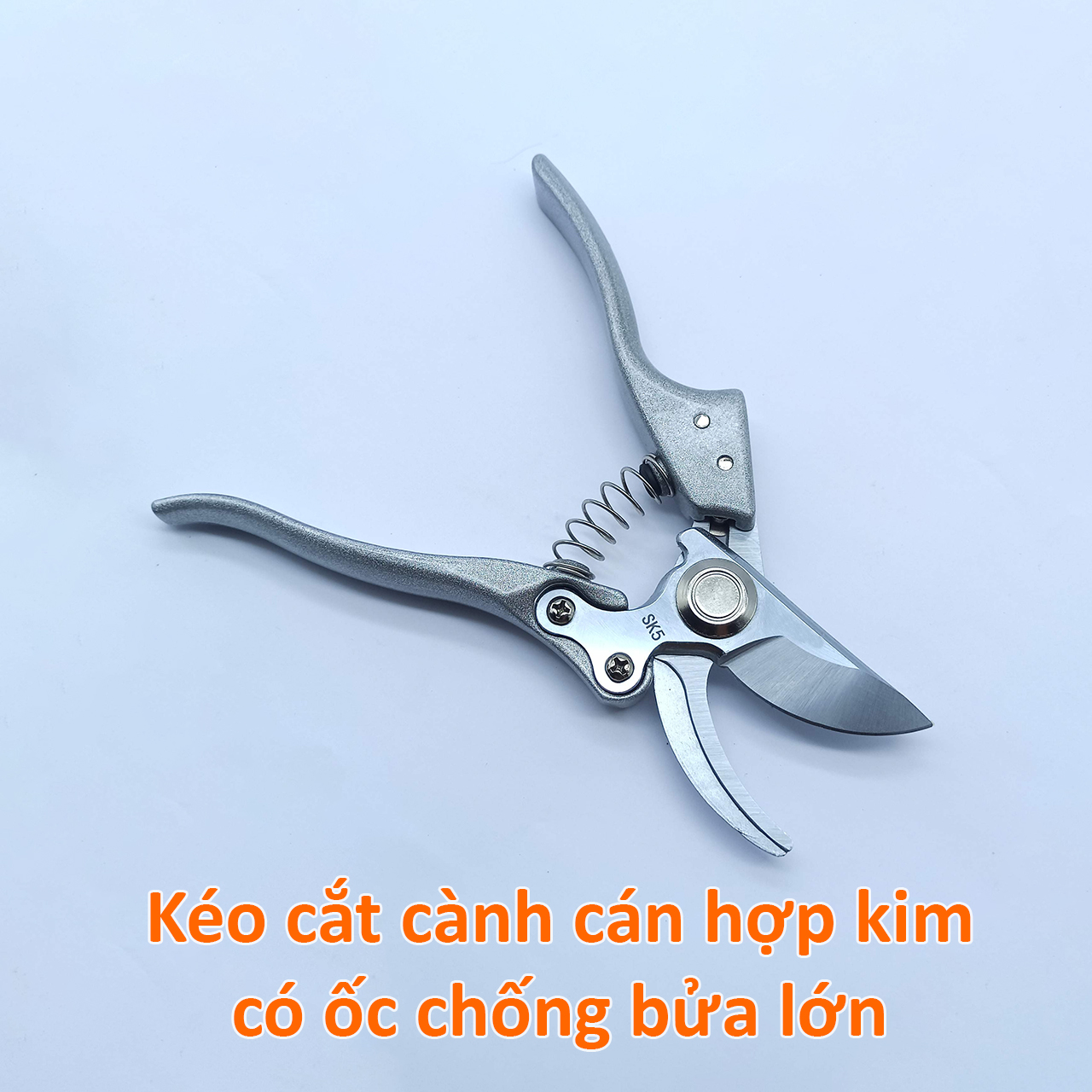 Kéo cắt cành siêu bén CÁN BẠC 205mm có ốc chống bửa to để cắt cành cứng