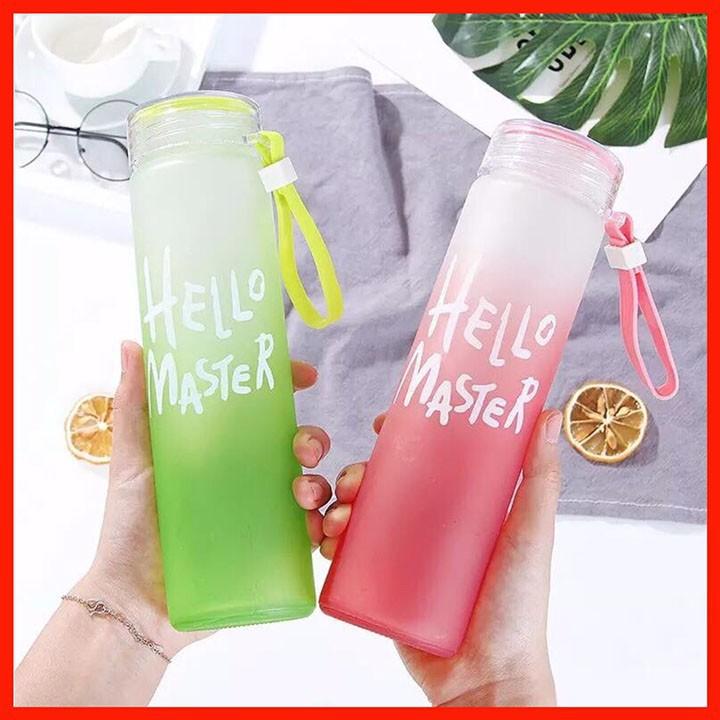 Chai đựng nước thủy tinh hello masterr 480ml cực đẹp cho nam và nữ