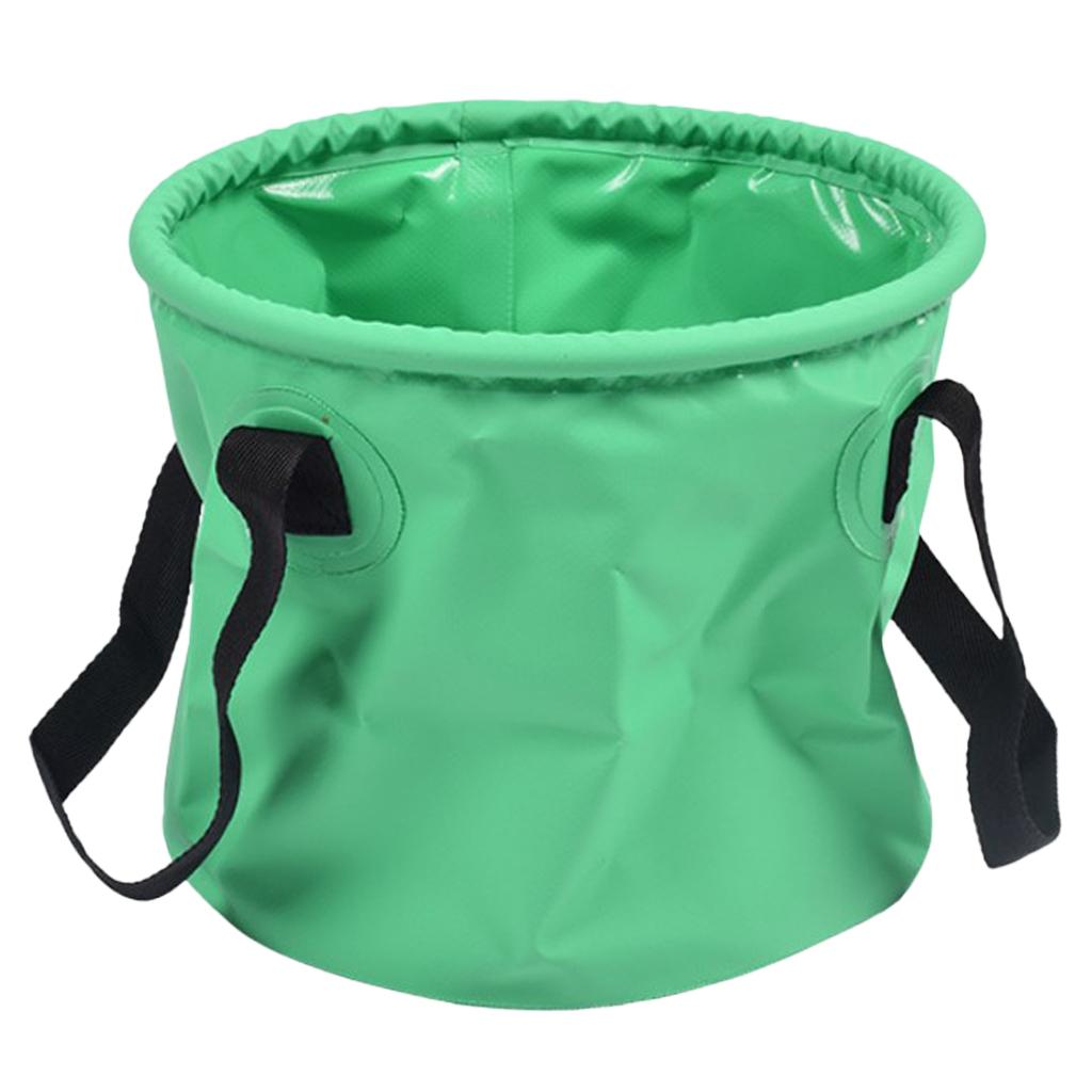Outdoor Collapsible Water Bucket Carrier Leakproof Folding Pail Green 10L