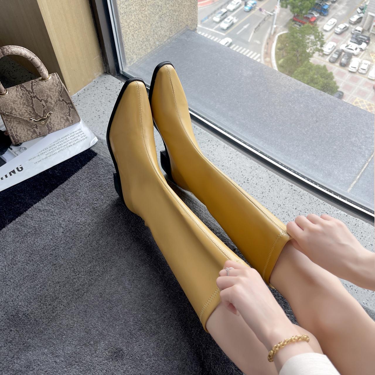Mùa Đông 2021 Thời Trang Đầu Gối Bằng Chỉ Cao Giày Nền Tảng Stovepipe Giày Cao Gót Hàn Quốc Hiệp Sĩ Ủng Zapatos