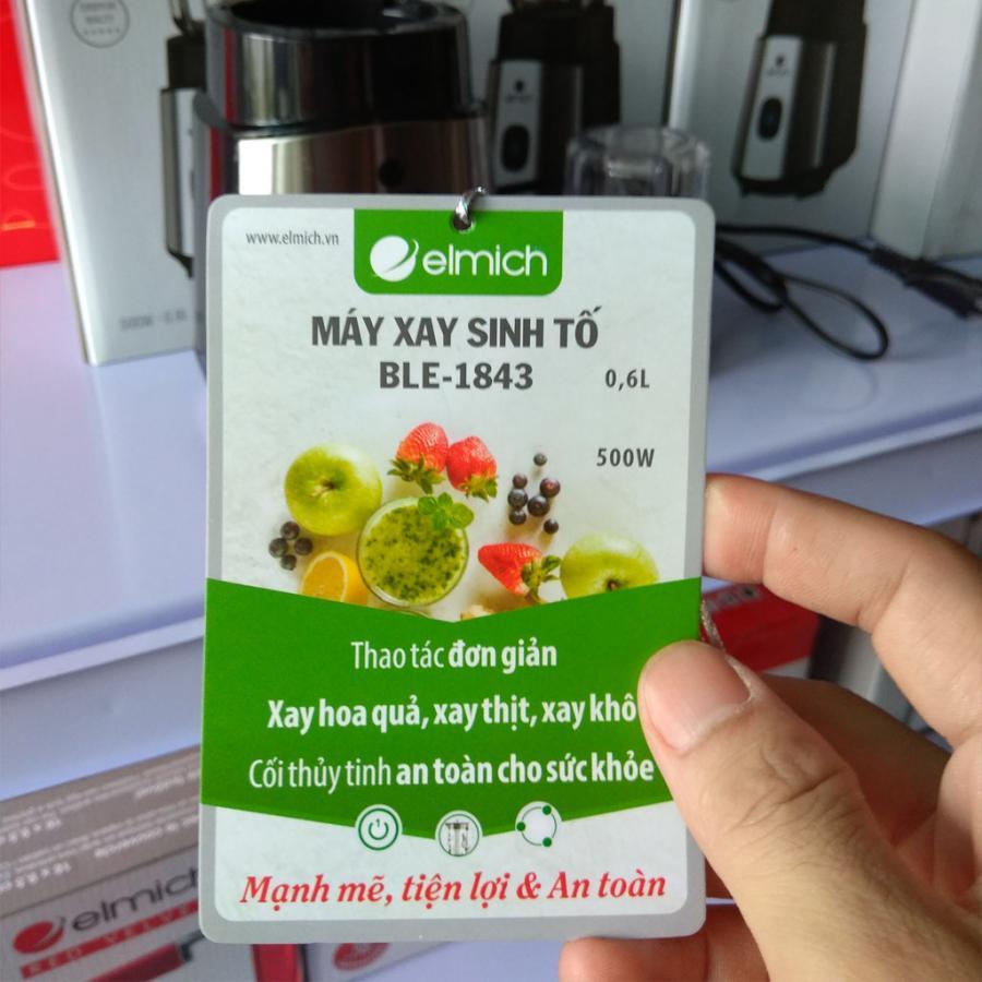 Máy Xay Sinh Tố Cối Thuỷ Tinh Elmich BLE-1843 500W - Hàng chính hãng