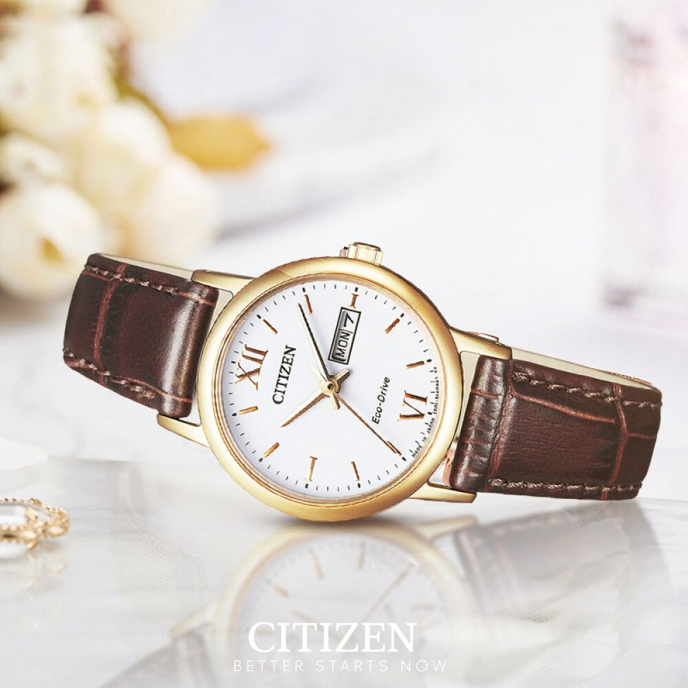 Đồng Hồ Nữ Citizen Dây Da EW3252-07A - Mặt Trắng (Sapphire)