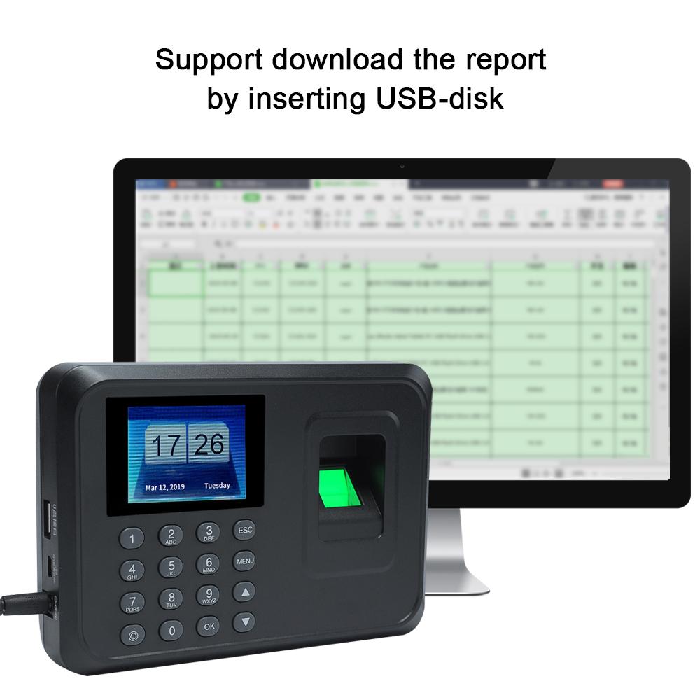 Sinh trắc học thông minh Dấu vân tay Mật khẩu Máy chấm công Nhân viên Đăng ký Ghi âm 2.4 inch Màn hình LCD TFT DC - Trắng - Đầu cắm EU
