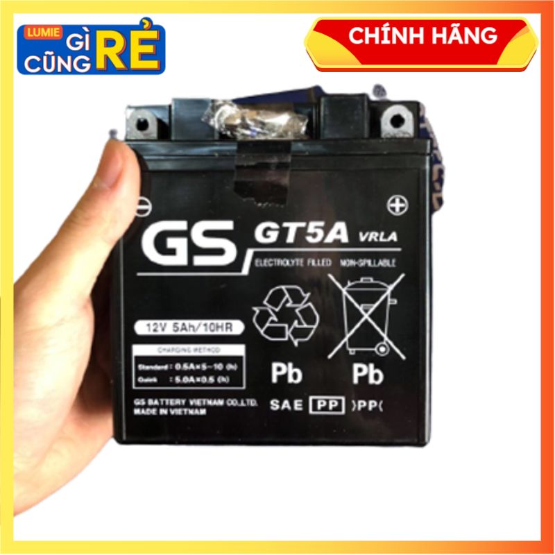 BÌNH ẮC QUY KHÔ XE MÁY GS GT5A - 12V 5Ah