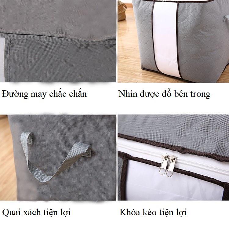 Túi vải đựng quần áo, chăn màn cỡ lớn vải không dệt hút ẩm dày dặn chắc chắn