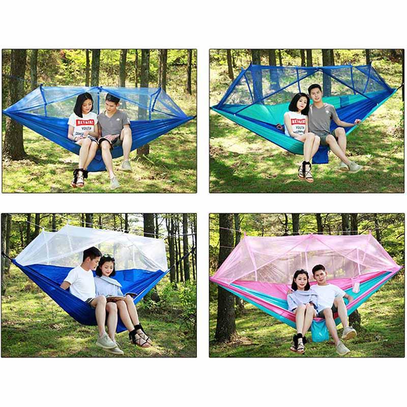 1-2 Người Di Động Cắm Trại Ngoài Trời Võng Với Lưới Chống Muỗi Cao Cấp Vải Dù Treo Giường Săn Bắn Ngủ Xoay