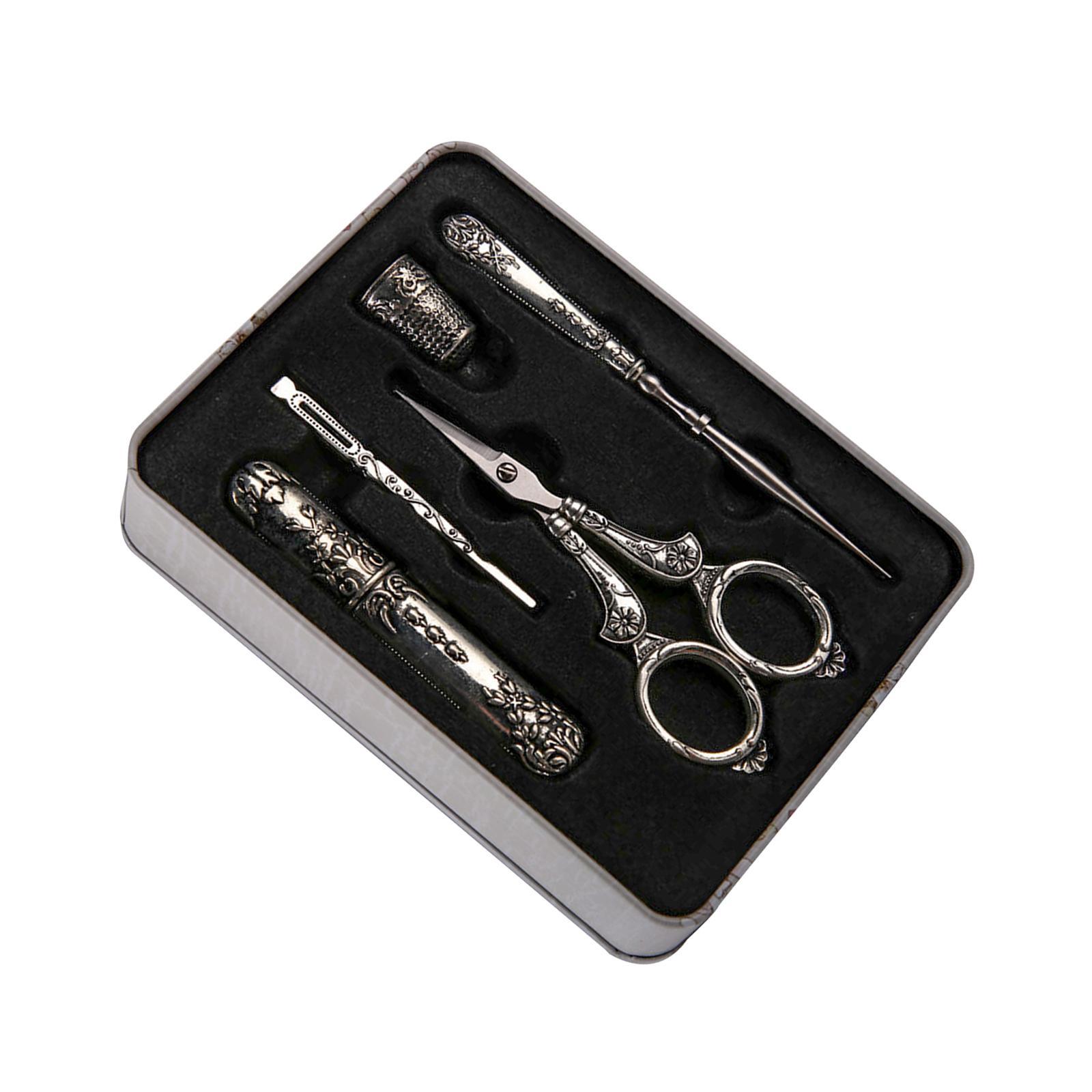 Embroidery Scissors  European Style Sewing Scissors Portable Metal Lightweight Awl Threader Antique Style Sewing Tools for Craft Supplies