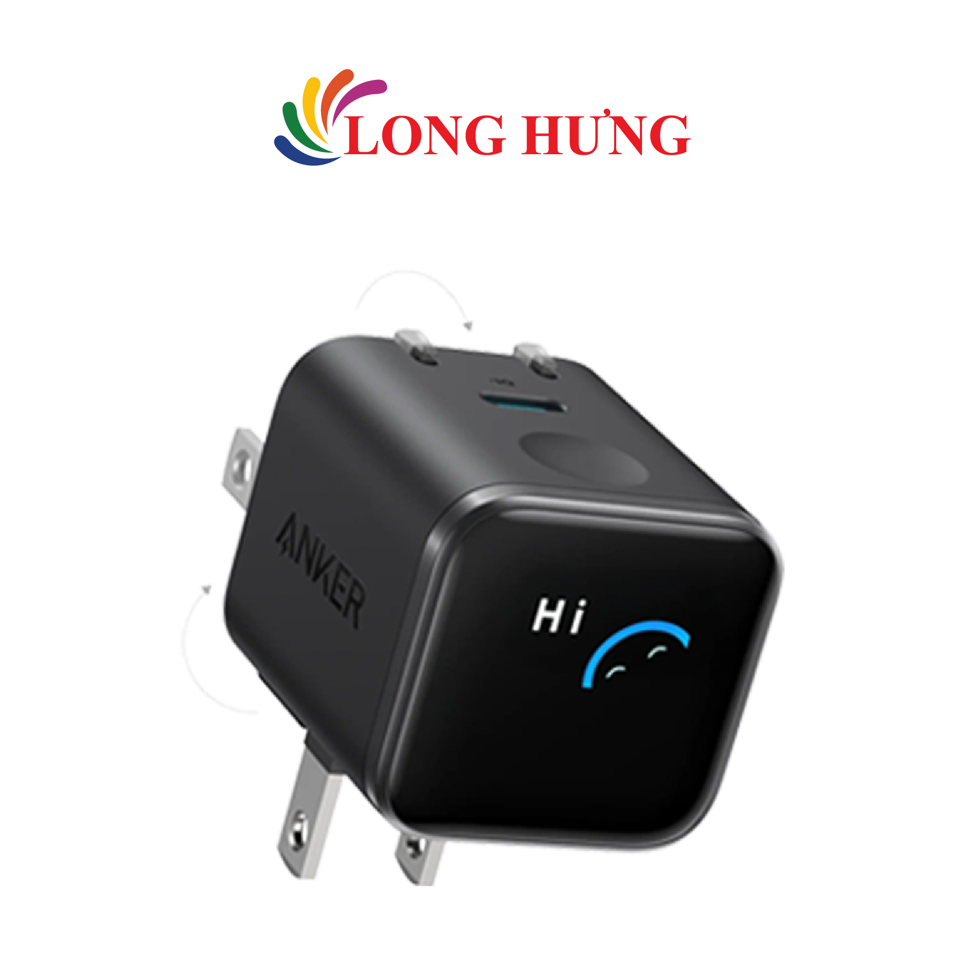 Cốc sạc Anker Nano 1C GaN Compact 180° Foldable Smart Display IQ3 45W A121D - Hàng chính hãng