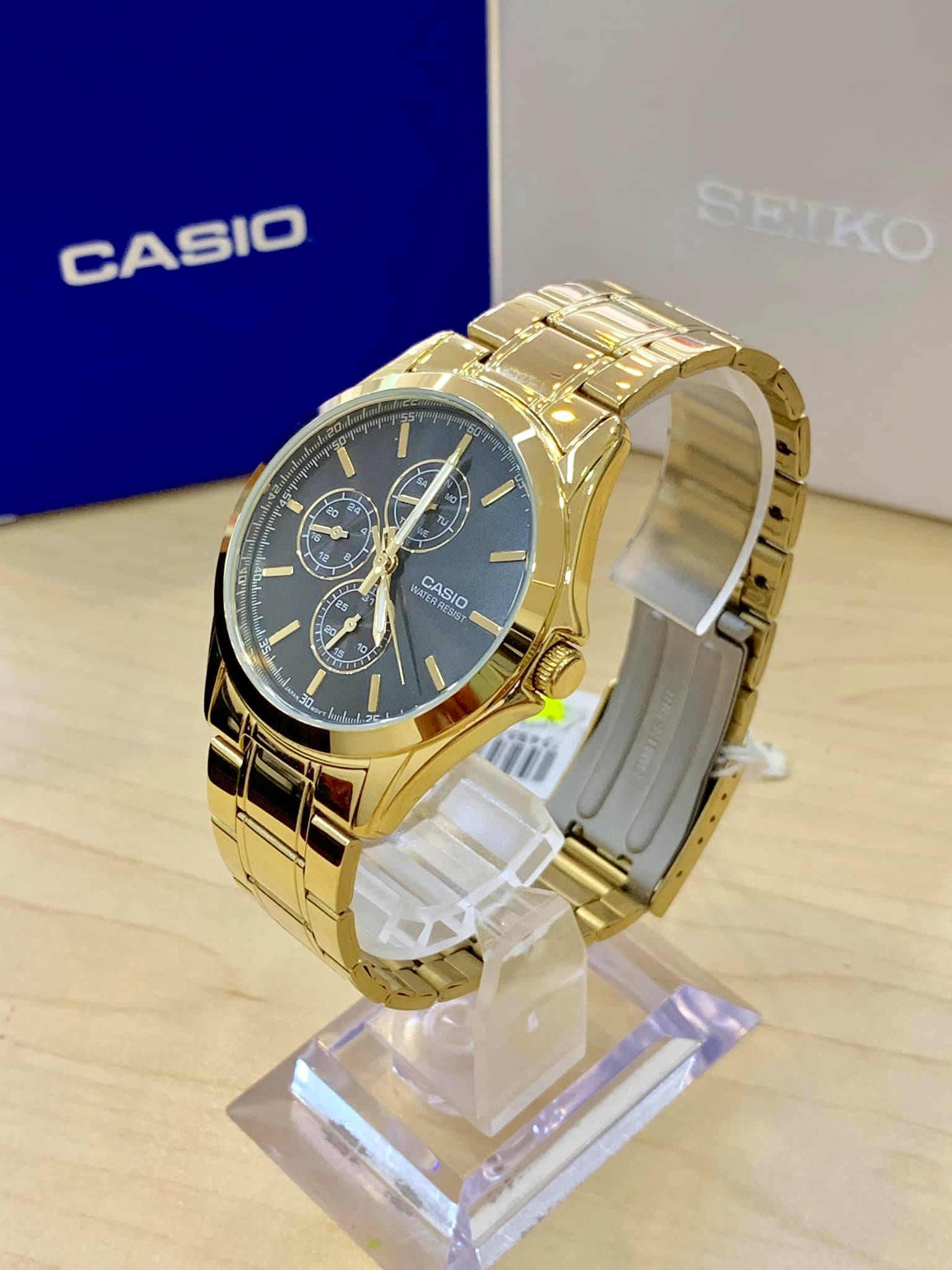 Đồng Hồ Nam Dây Thép Casio MTP-V302G-1AUDF - Vàng