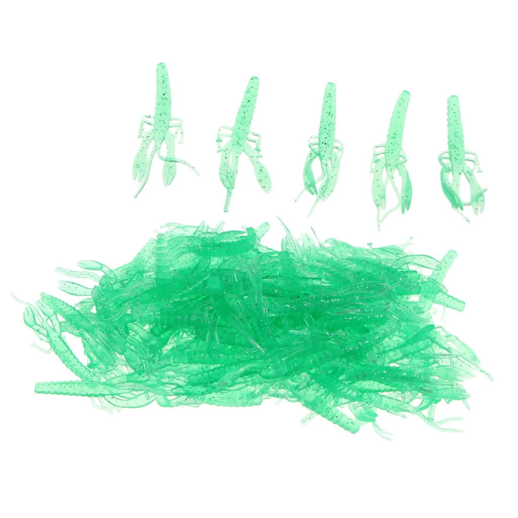 100pcs Soft Shrimp Grub Lure Fishing Tackle Bass Bait Jig Head 55mm