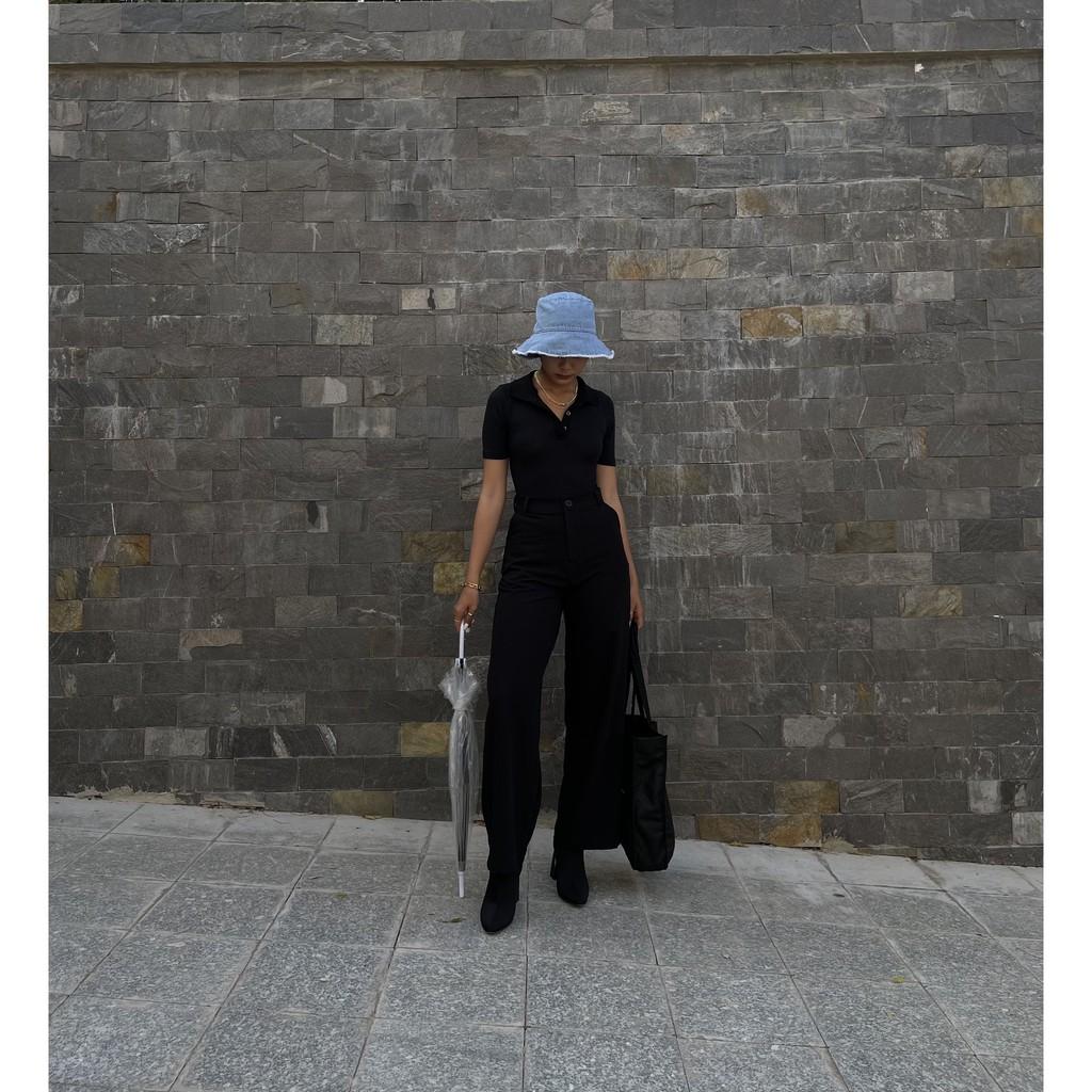 là min - Quần Black Wide-leg Trousers