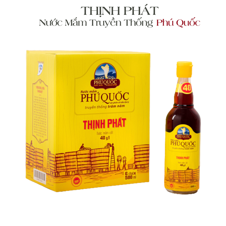 Combo 6 chai 500ml nước mắm Thịnh Phát Lam Ngọc 40 độ đạm